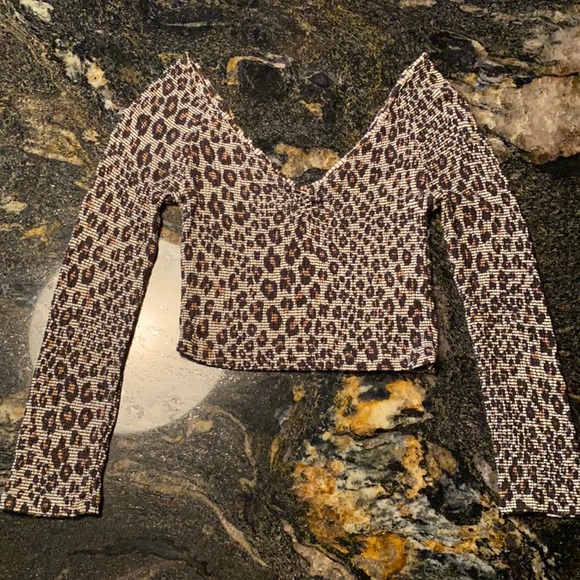 Urban Outfitters Tops - Urban Outfitters long sleeve cheetah crop top